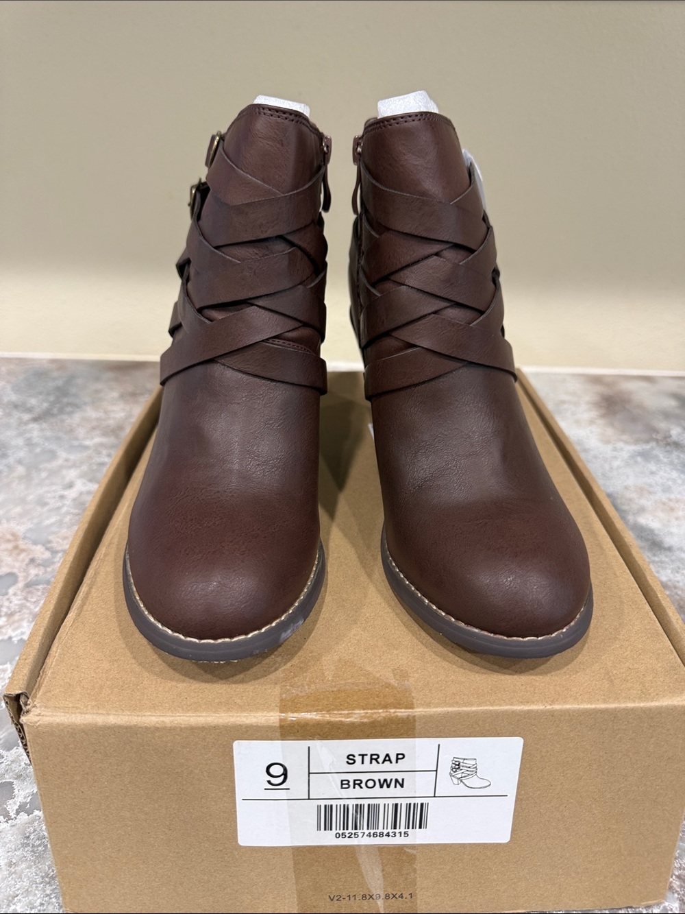Journee Collection Brown Wrap-Strap Ankle Booties